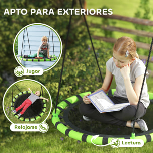 Columpio para Niños Redondo Columpio Jardín Exterior Ajustable Columpio Infantil Impermeable Carga 150 kg Ø100x180 cm Negro y Verde