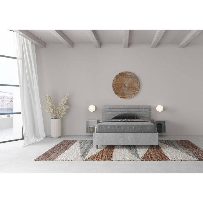 Cama sin somier 120x190 con cabecera recta de listones cemento Ankel