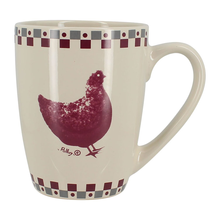 Lot de 6 mugs 38cl en grès avec décor campagne GALLINA