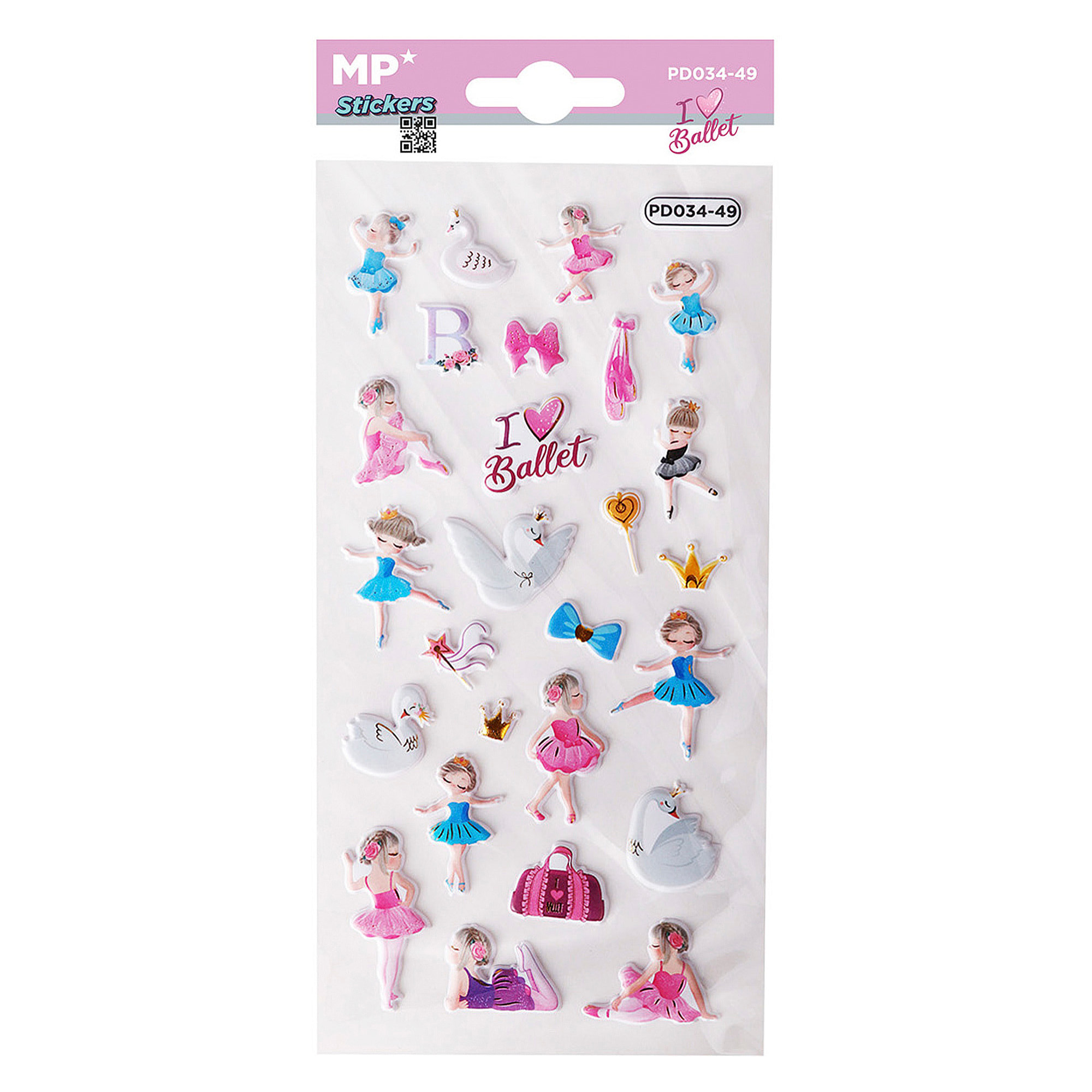 PACK 24 Pz. ADESIVI STICKERS RILIEVO DESIGN BALLET