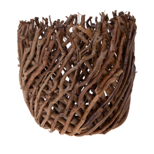 Set di 2 cachepot con stecchi naturali - Pezzi 1 - Marrone - 33XH30X33cm - Bianchi Dino