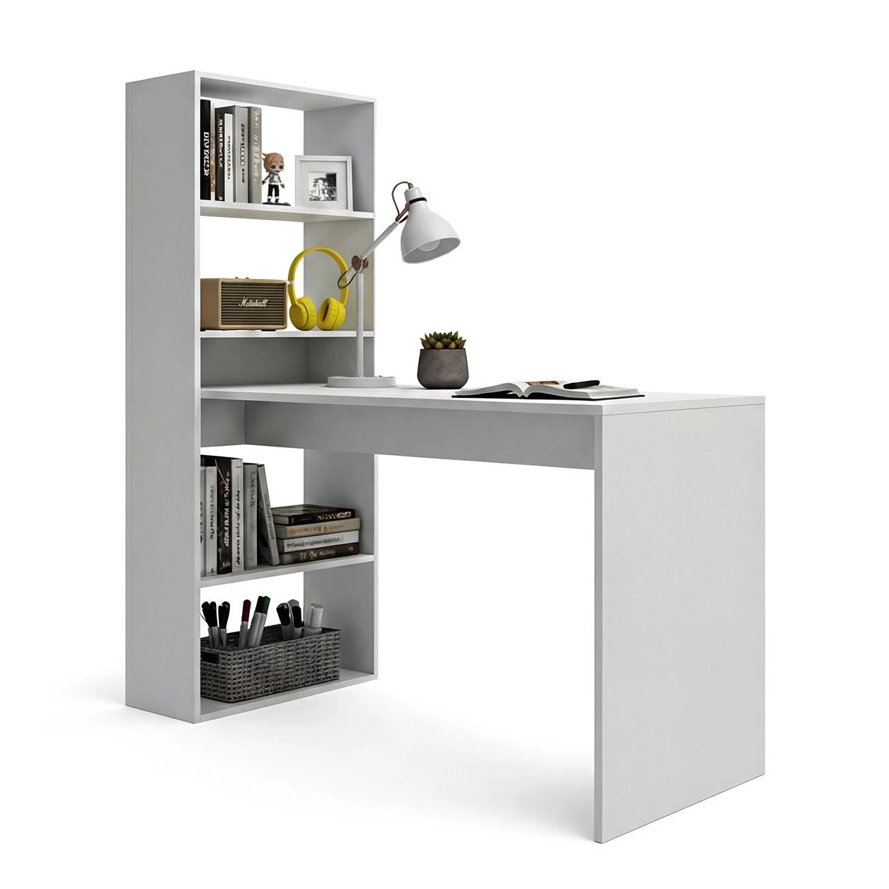 Mesa de escritorio con estantería en blanco artik 120x50 cm Cosmic Blanco Artik (Blanco Mate)