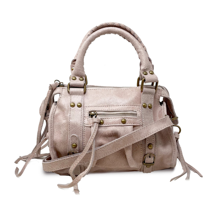Chicca Borse - Borsa a Mano Donna in Vera Pelle - Colore Cipria
