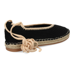 Alpargata plana mujer tejido flexible con cordones