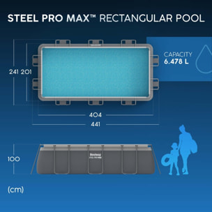 Bestway Piscine hors sol tubulaire rectangulaire Bestway Steel Pro Max 404 x 201 x 100 cm gris