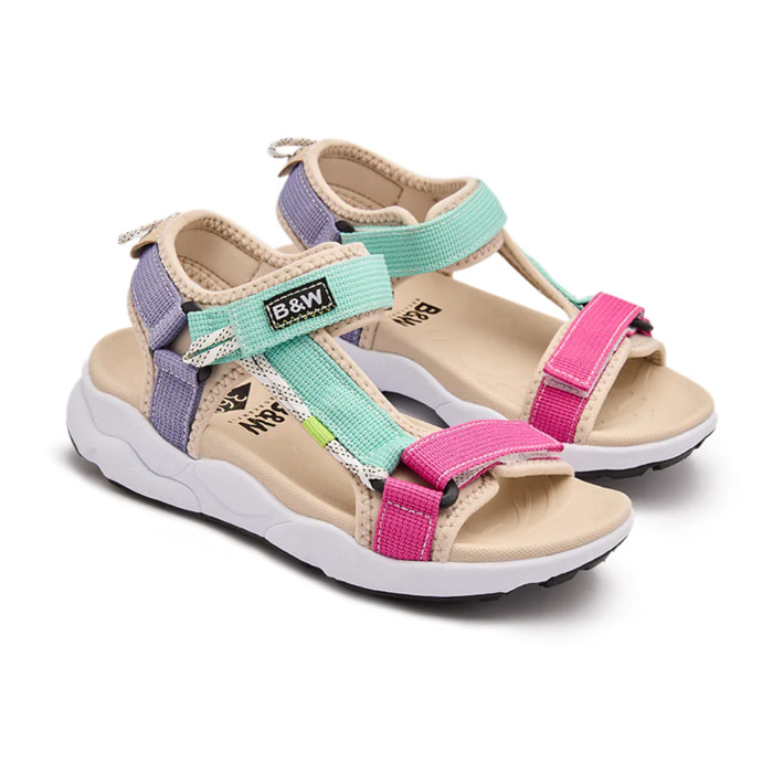 Sandalias Abiertas Deportivas con Cierre Adherente en Multicolor
