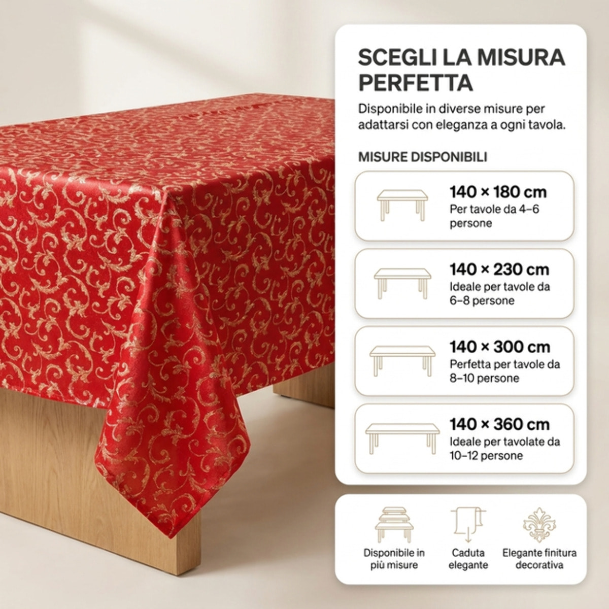 Tovaglia jacquard lurex in poliestere - ROSSO/ORO