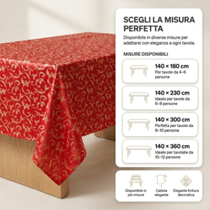 Tovaglia jacquard lurex in poliestere - ROSSO/ORO