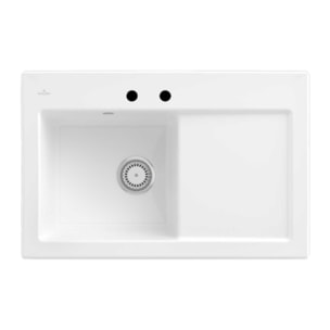 Evier 1 bac avec egouttoir a droite Subway Pure 45 78 x 51 cm Blanc sans vidage