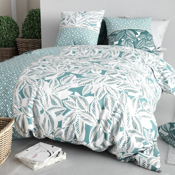 Parure housse de couette imprimé 100% coton - foliage