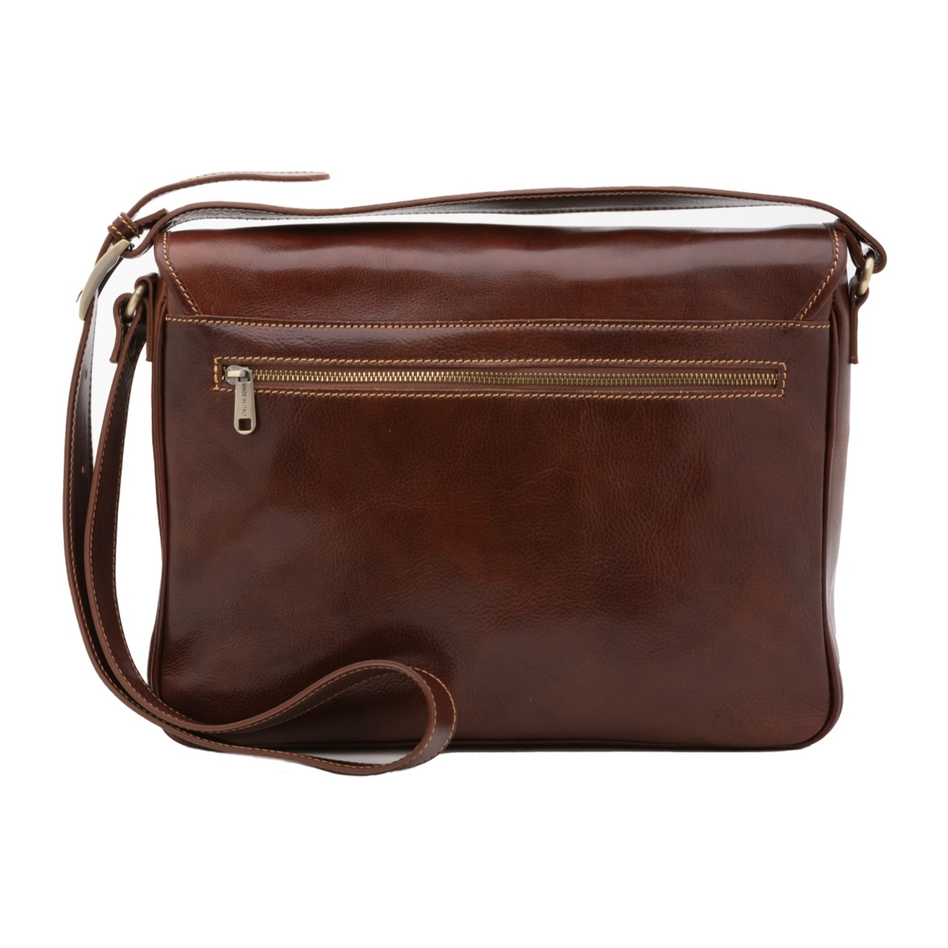 Borsa a tracolla uomo in vera pelle - Modello False - Made in Italy - 28.0 x 35.0 x 9.0 cm