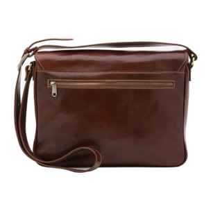 Borsa a tracolla uomo in vera pelle - Modello False - Made in Italy - 28.0 x 35.0 x 9.0 cm