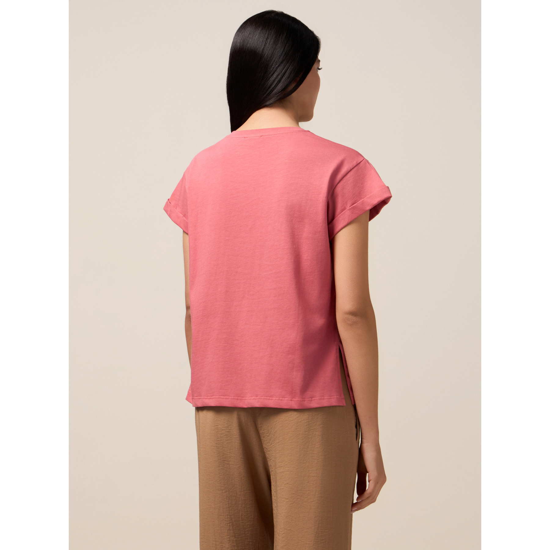 Oltre - Camiseta con broche de flor - Rosa