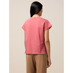 Oltre - Camiseta con broche de flor - Rosa