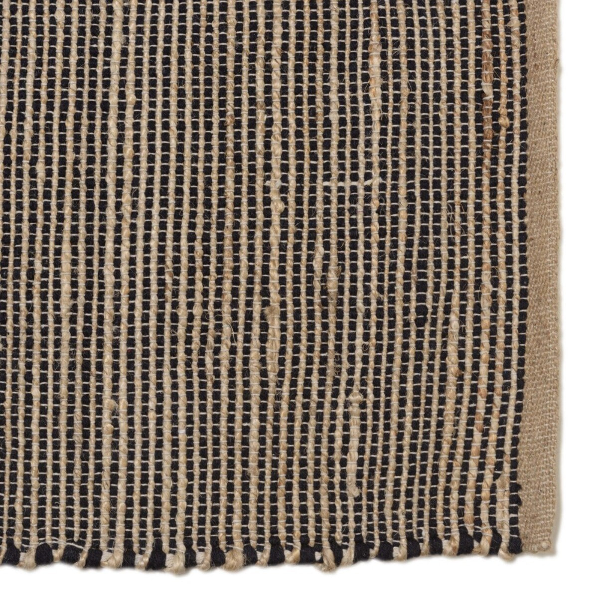QUENTIN - Tapis rect. 160x230cm en jute et coton couleur sable et noir