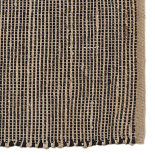 QUENTIN - Tapis rect. 160x230cm en jute et coton couleur sable et noir