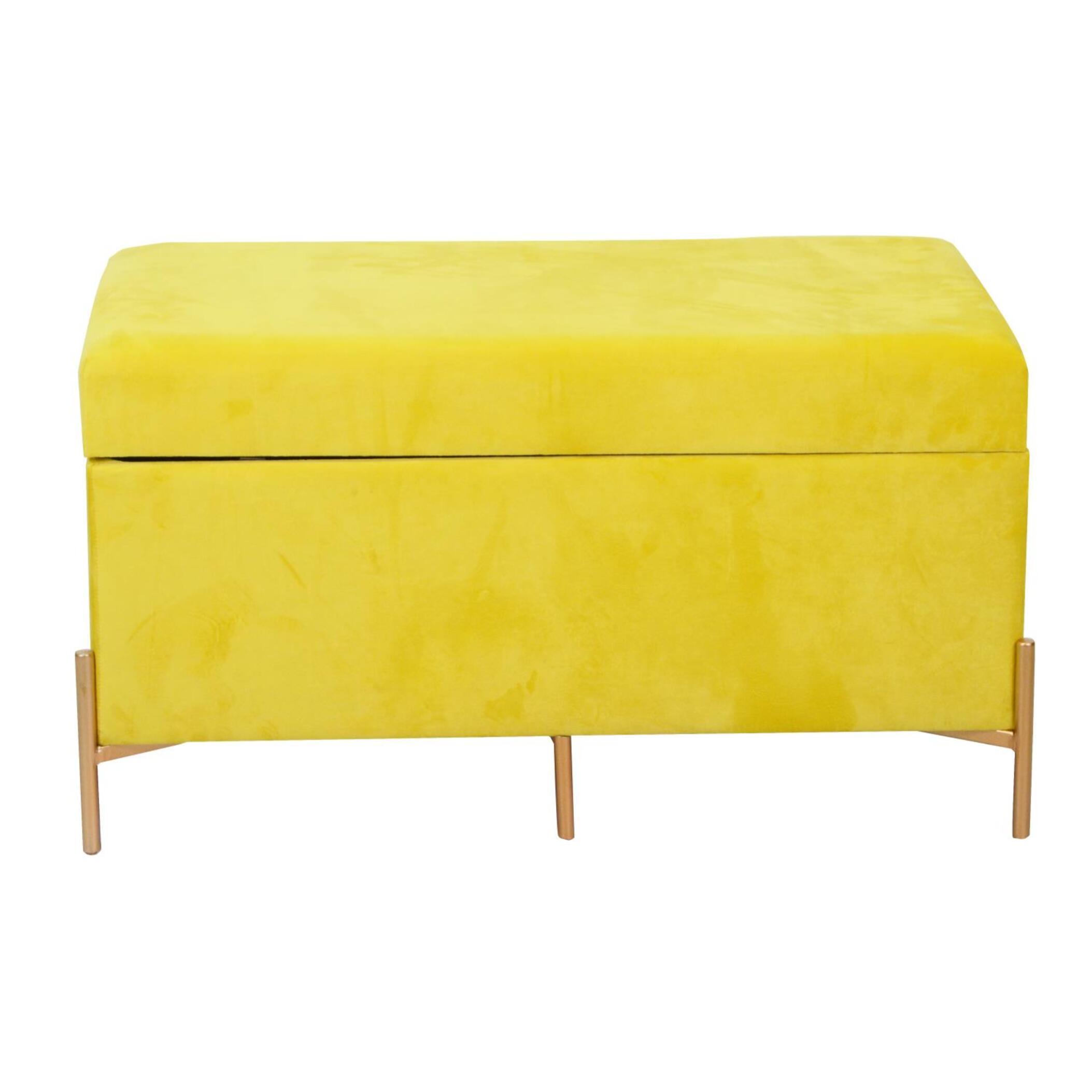 Panca contenitore Vacchetti in velluto giallo cm115x40h45