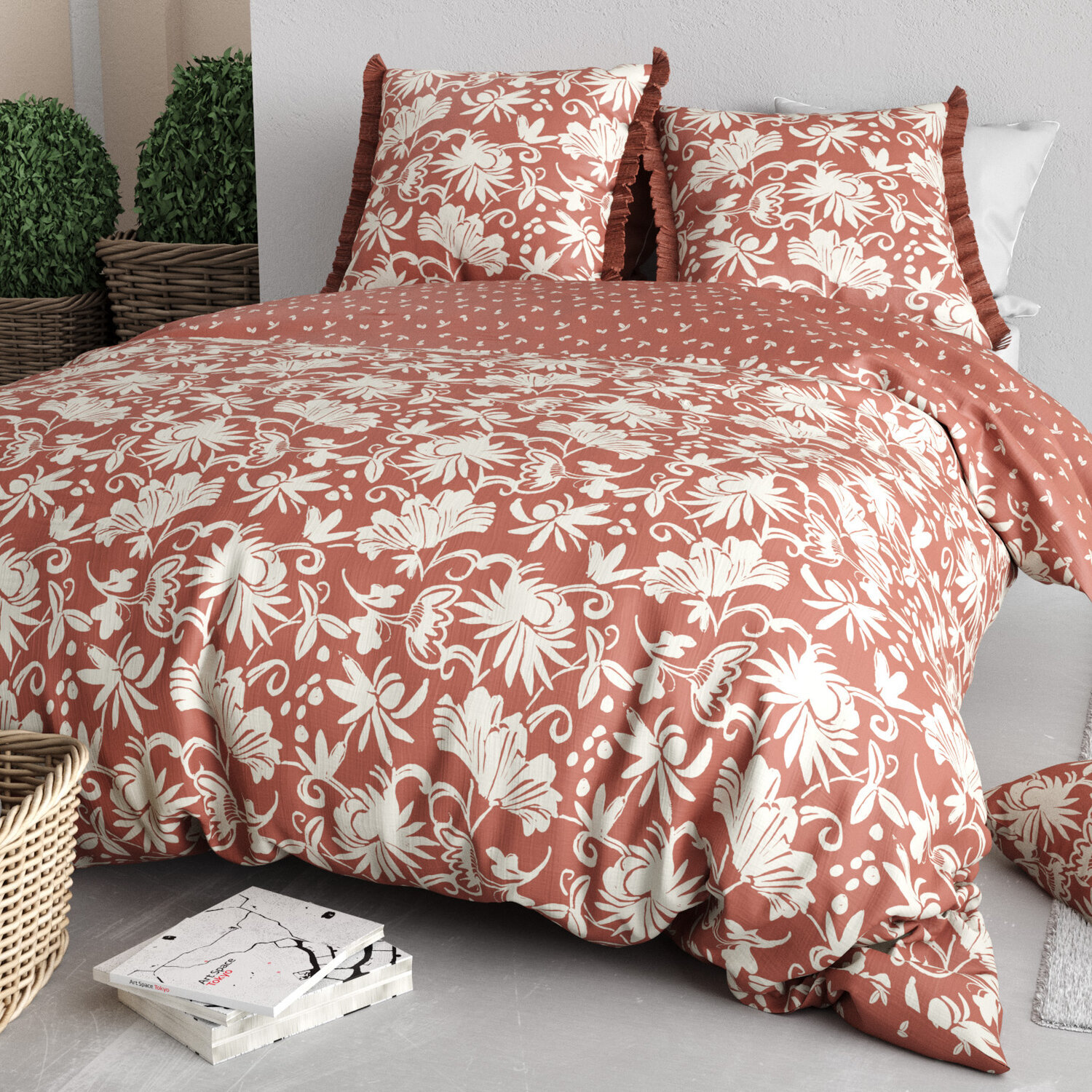 Parure housse de couette 3pcs 100% coton 57 fils noria