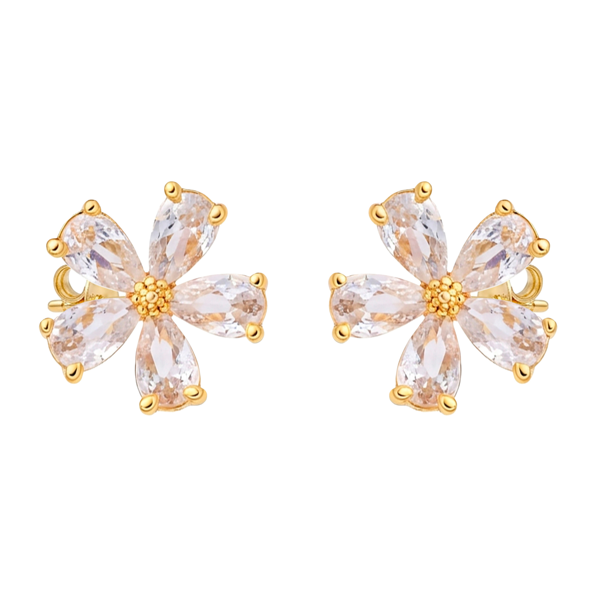 Pendientes de Circonita Brillante acabado en oro amarillo de 18k