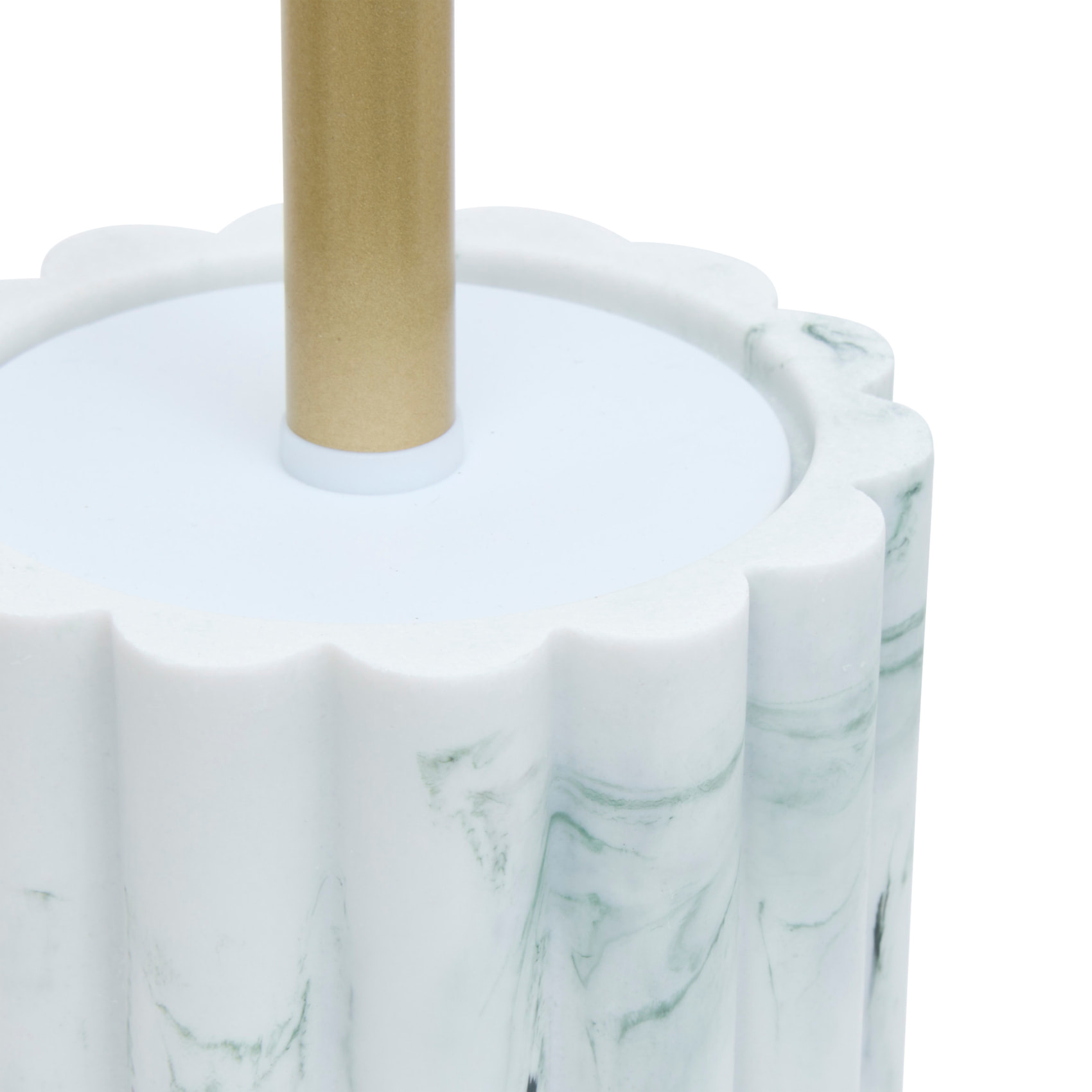 Brosse WC  - Effet marbre avec manche doré - Blanc