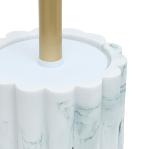 Brosse WC  - Effet marbre avec manche doré - Blanc