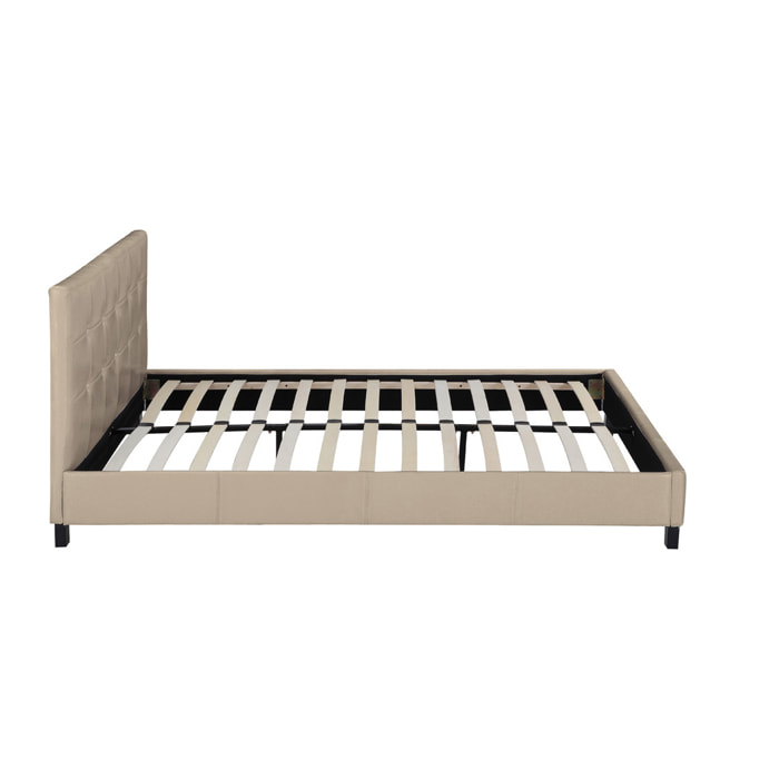 Lit double en pvc "Julia" - 140 x 190 cm - Taupe