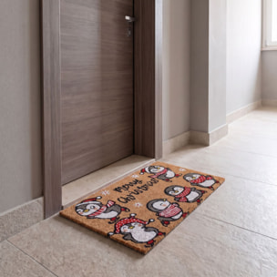 Zerbino natalizio Pinguini Merry Christmas in cocco e PVC - Multicolore