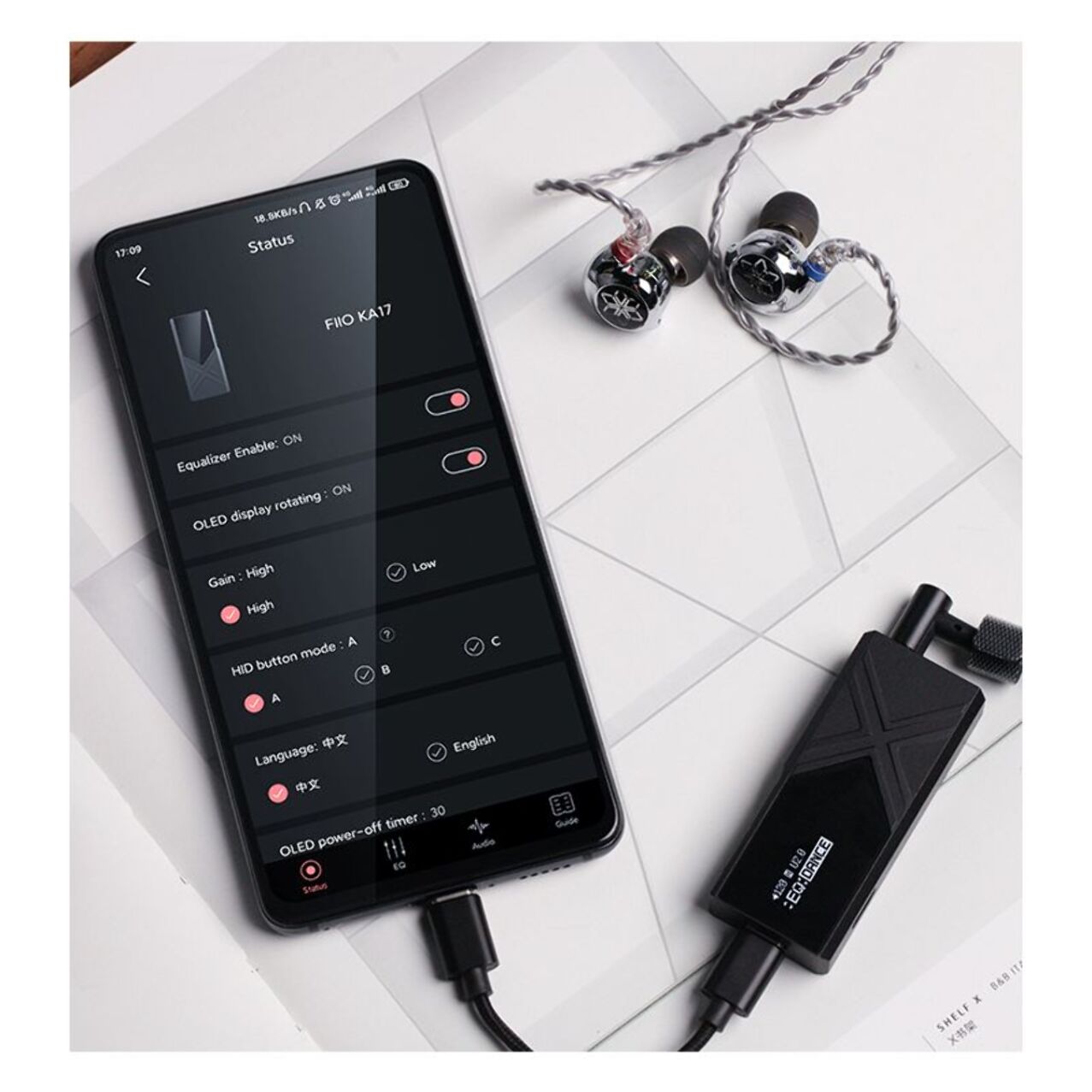 DAC audio FIIO Ampli portable KA17 USB-C Bleu