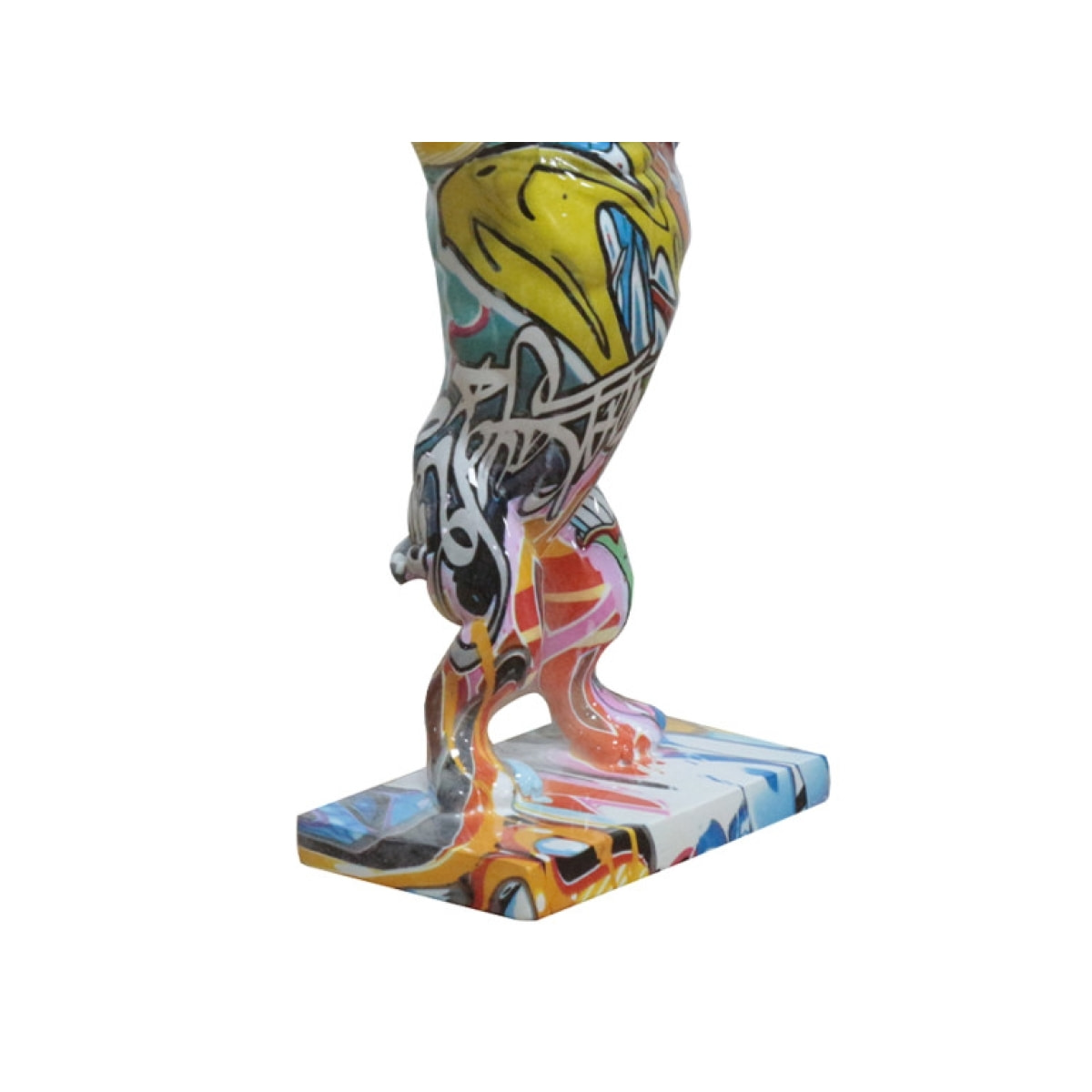 Statuette rhinocéros avec bonbonne résine multicolore H32cm - POPART