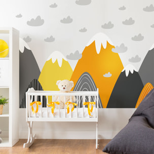 Stickers muraux enfants - Décoration chambre bébé - Autocollant Sticker mural géant enfant montagnes scandinaves ANOUSKA