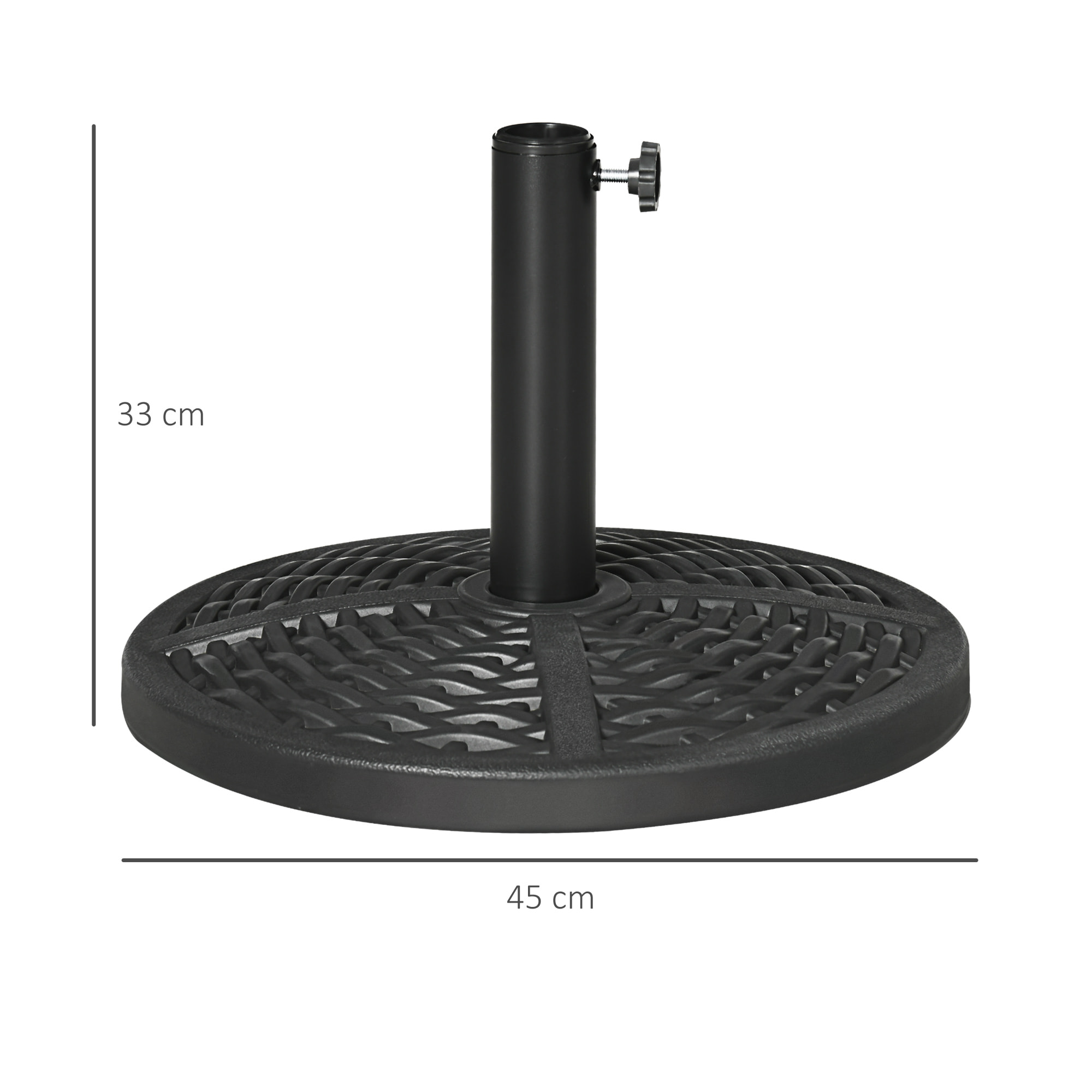 Base de Sombrilla Redonda Soporte para Parasol con Relleno de Cemento Peso 9,5 kg para Poste de Parasol de Ø38/48 mm Negro