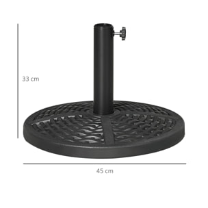 Base de Sombrilla Redonda Soporte para Parasol con Relleno de Cemento Peso 9,5 kg para Poste de Parasol de Ø38/48 mm Negro