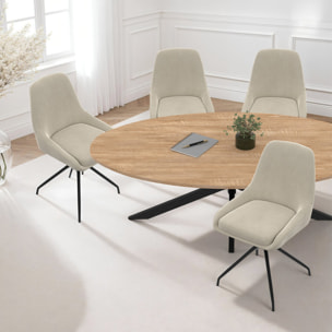 Chaises Olivia pivotantes velours crème pieds métal - lot de 4