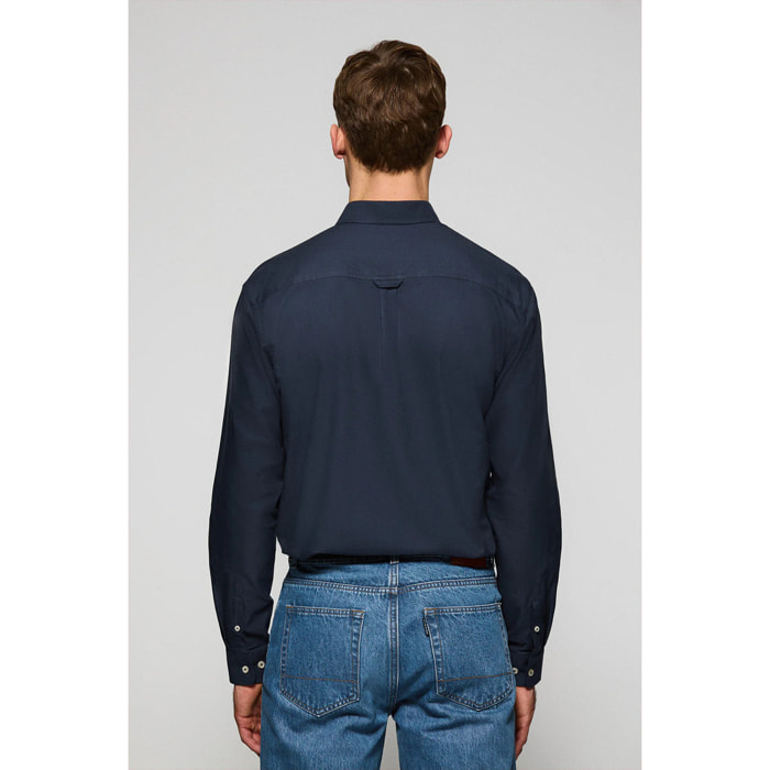 Camicia a tinta unita oxford blu marino con logo ricamato Polo Club