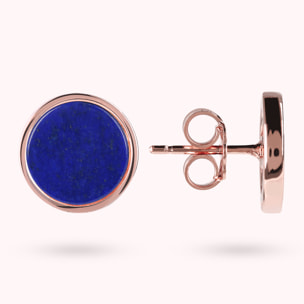 Orecchini a Bottone con Disco Piccolo in Pietra Naturale di Lapislazzuli Blu