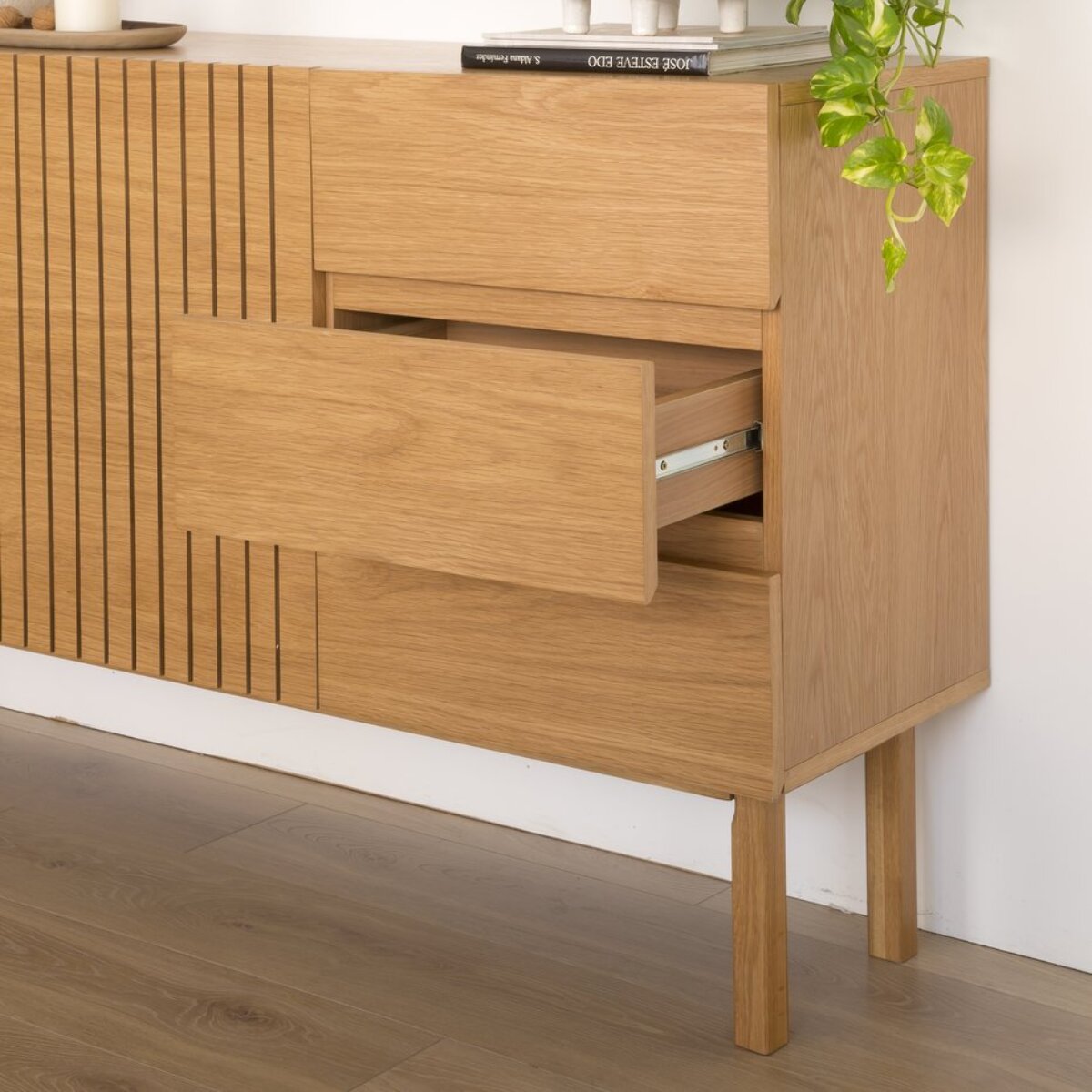 Buffet Haiku -tableau en tôle naturelle-couleur chêne naturel 150 x 85 x 40 cm