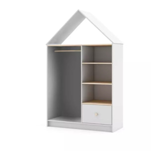 Armario vestidor juvenil Misty Cloud Blanco - Oak Soft