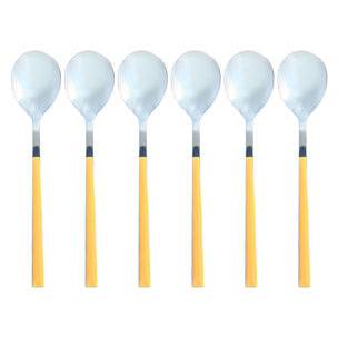 Lot de 6 cuillères de table jaunes en acier inoxydable COLORAMA