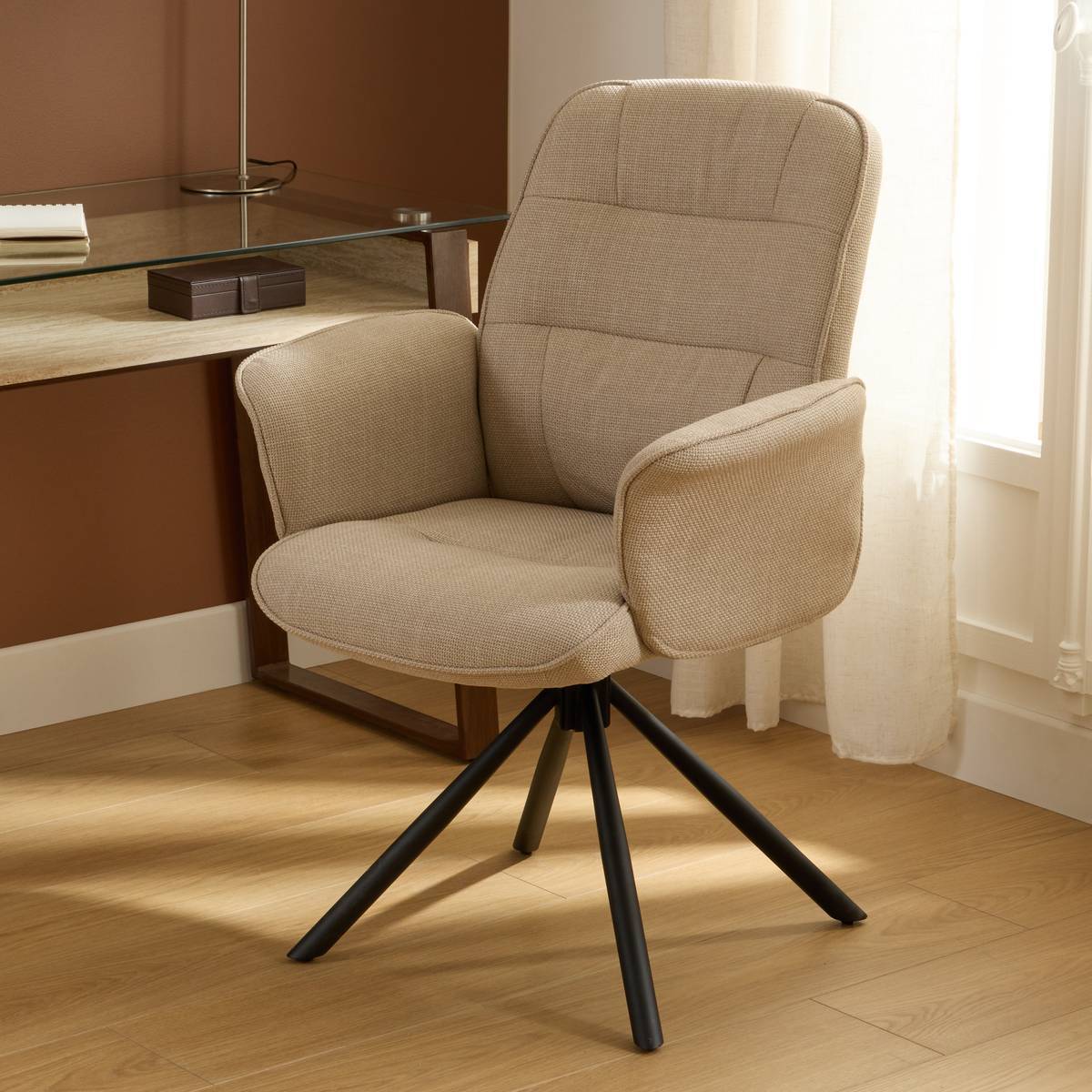 Fauteuil de bureau pivotant Sisco beige