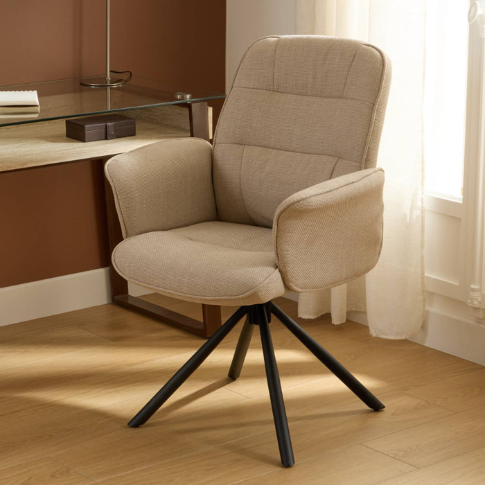 Fauteuil de bureau pivotant Sisco beige