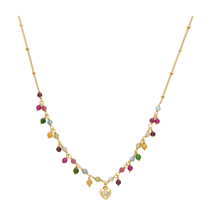 Collar de Cristal Multicolor acabado en oro amarillo de 18K