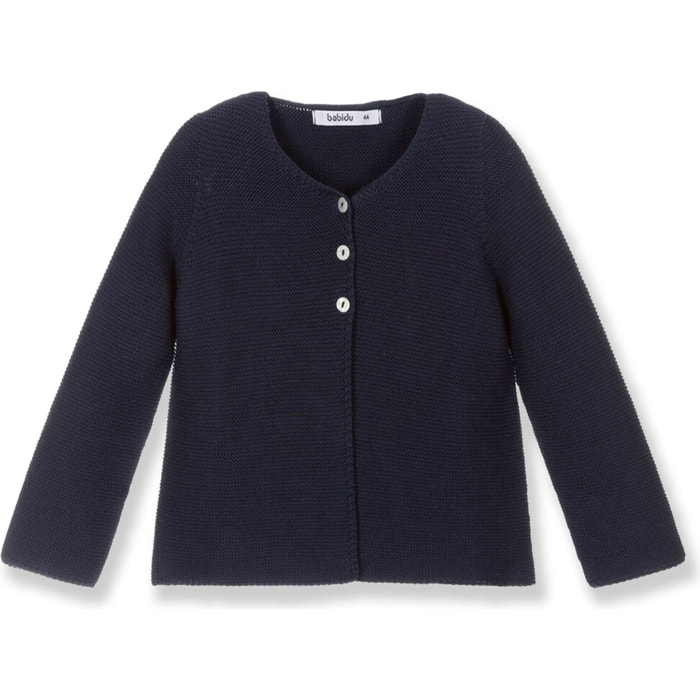 Chaqueta punto bebé algodón cuello redondo