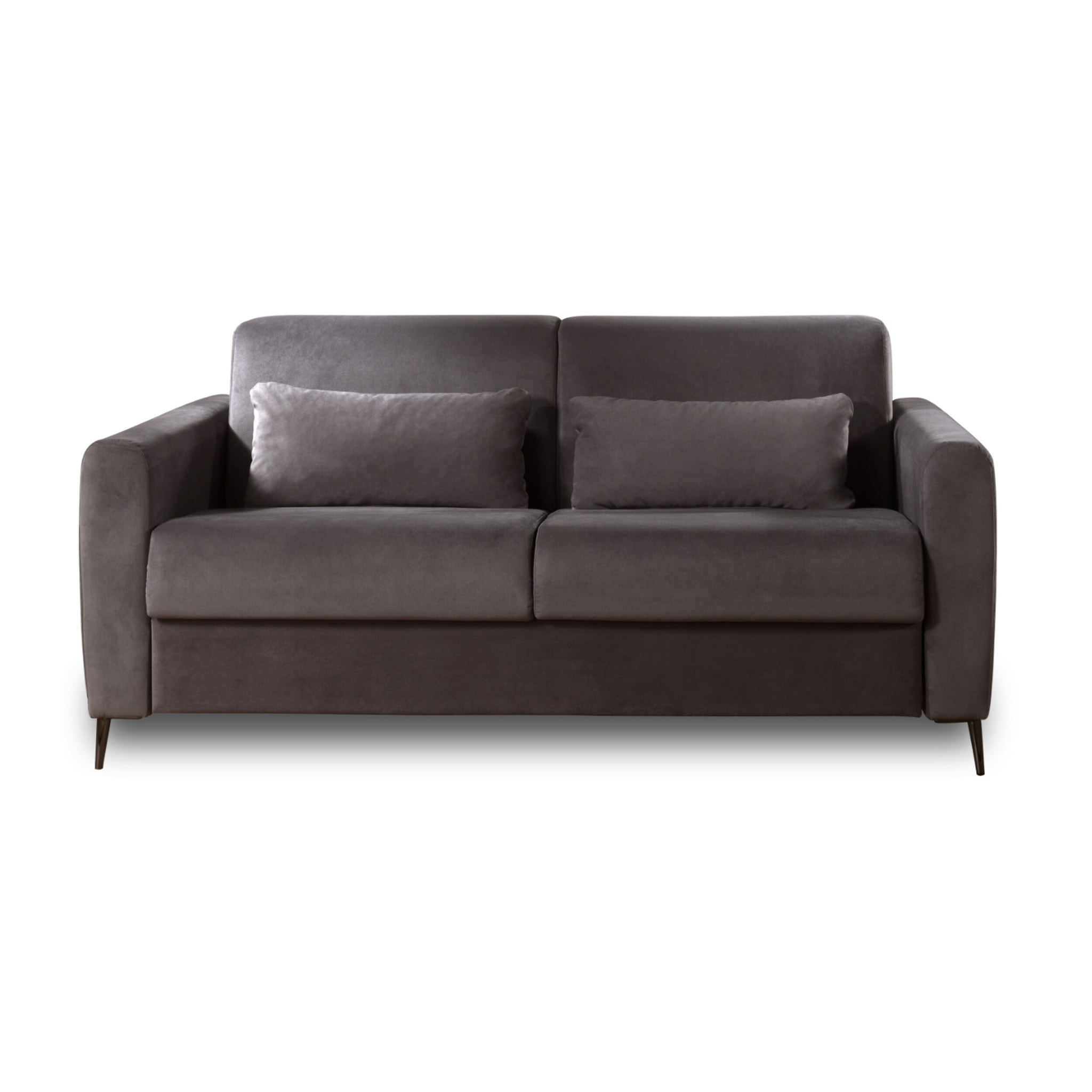 Owen - canapé lit 3 places convertible express couchage quotidien 140 cm matelas 12 cm en velours - Gris foncé