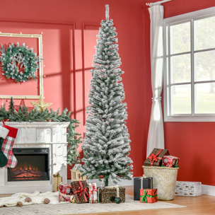Árbol de Navidad 225 cm Árbol de Navidad Artificial Nevado con 738 Ramas y Soporte de Metal Árbol Navideño para Salón Verde y Blanco