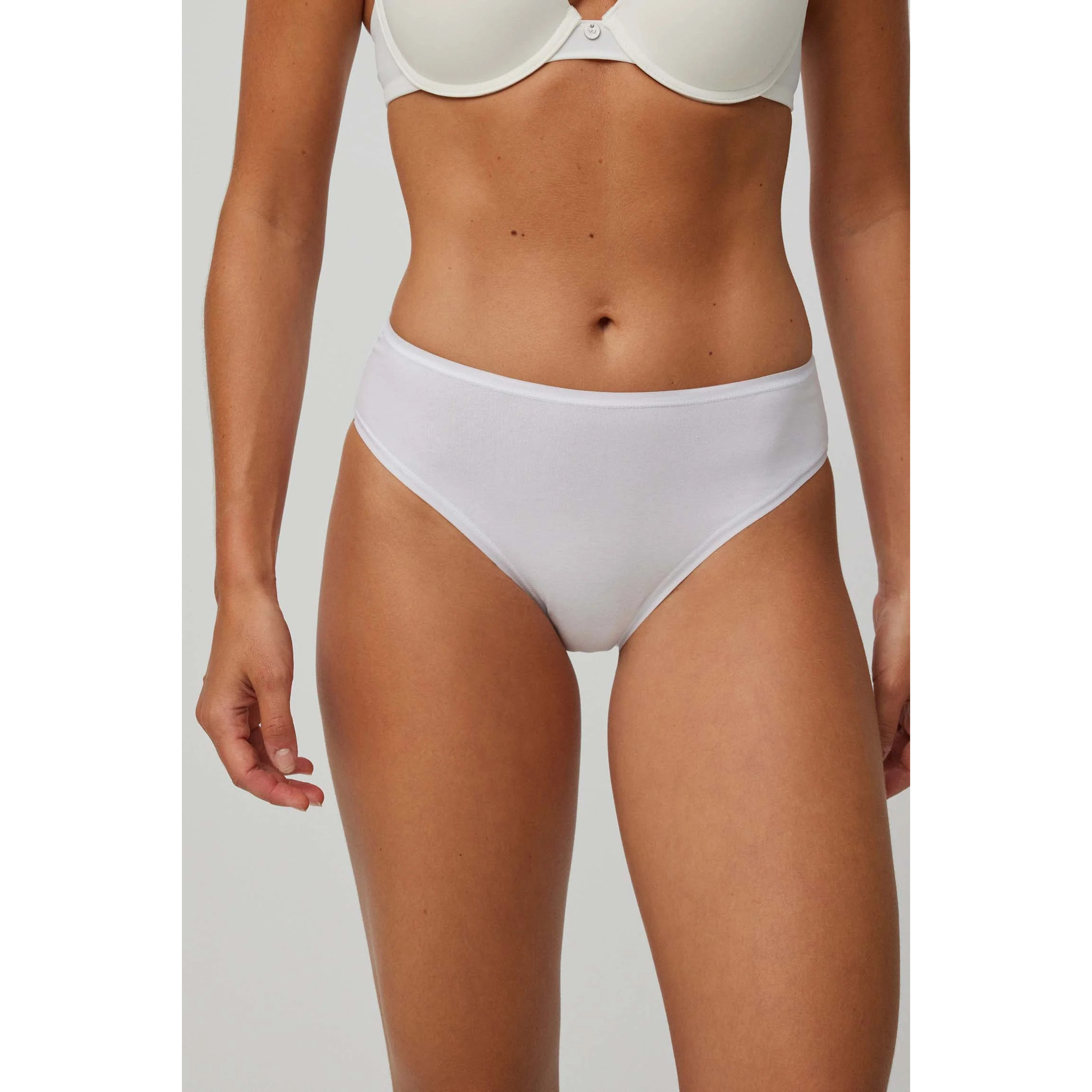 Confezione da 2 Mutandine midi basico in cotone bianco