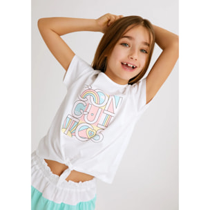 Camiseta de Niña Estampado Unicornio Blanco
