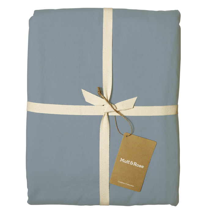 Set de 2 taies d'oreiller unies à volant, COTON LAVÉ