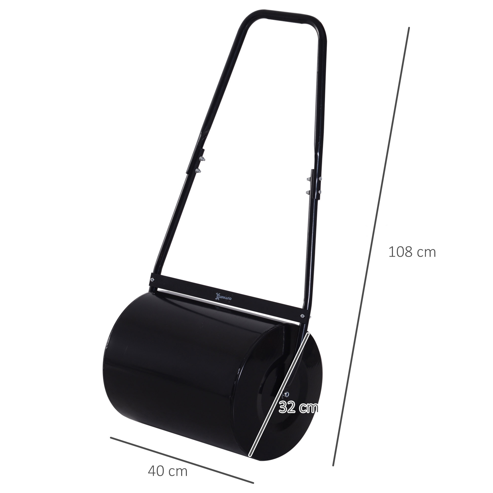 Rodillo de Césped Jardín Acero 30L Llena Agua Arena 32x40cm Asa Desmontable