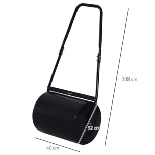 Rodillo de Césped Jardín Acero 30L Llena Agua Arena 32x40cm Asa Desmontable