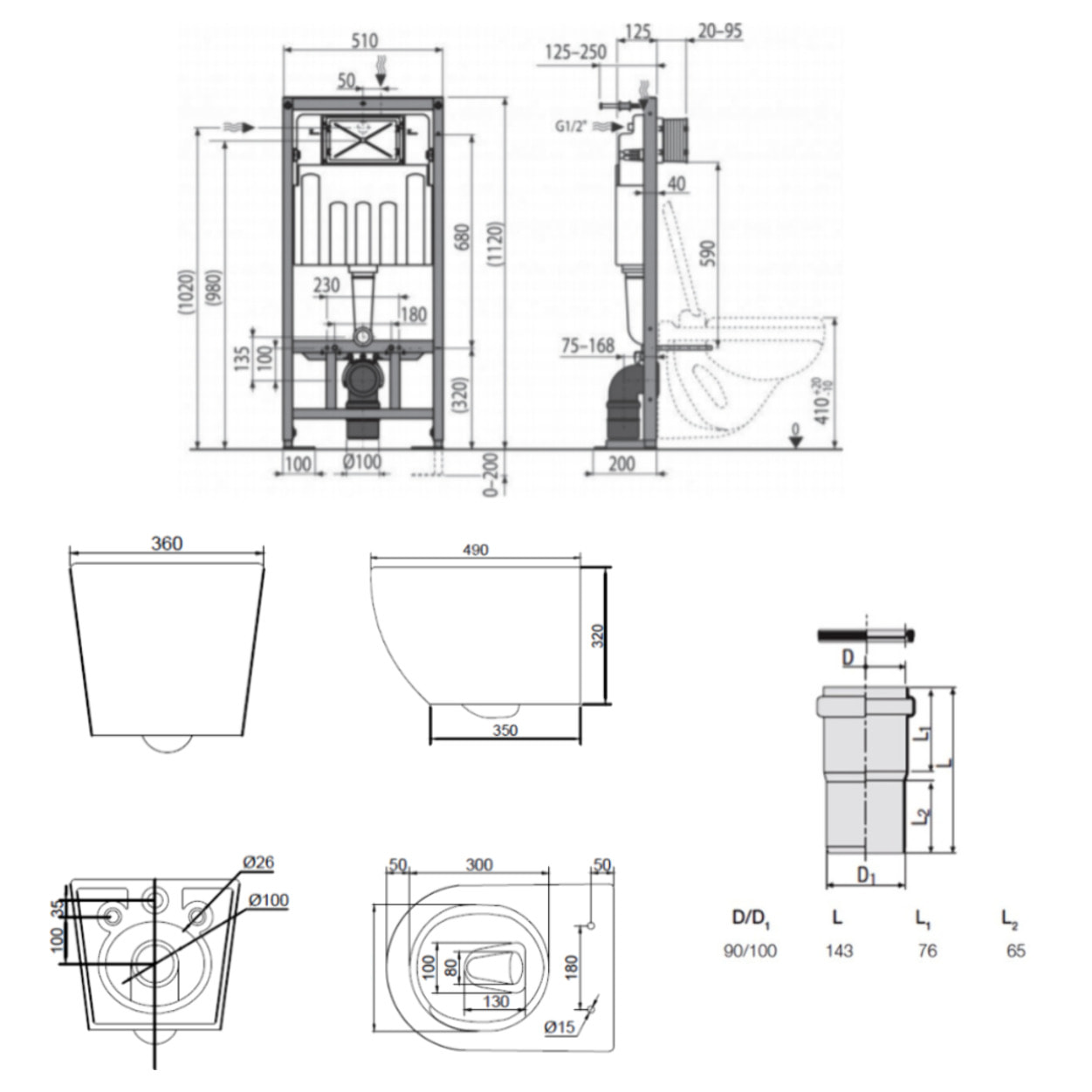 Pack WC bâti-support + WC sans bride Ceramia PixL avec abattant SoftClose + plaque noir (STCEPXWT02-FR)
